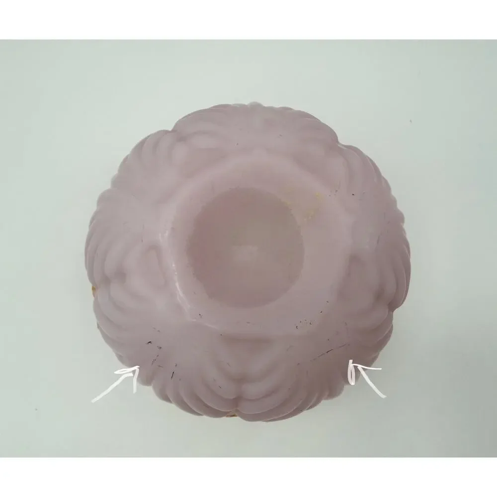Mt. Washington Pink Satin Glass Shell & Seaweed Rose Bowl Vase 4” UV Reactive